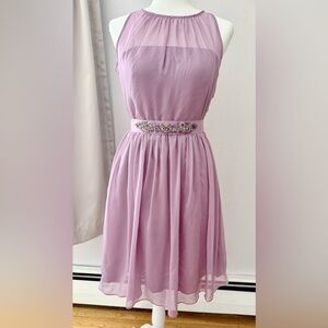 Adrianna Papell lavender chiffon ModCloth halter dress with embellished belt 8